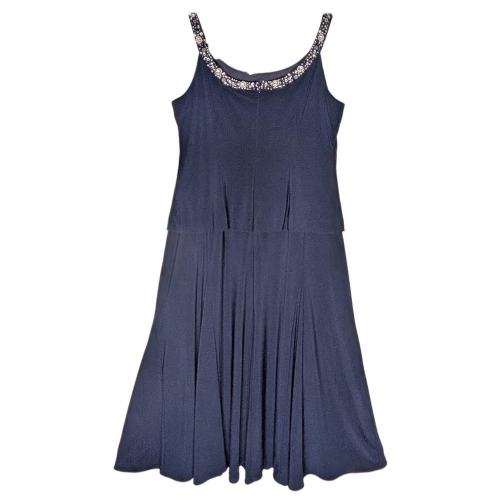 Alex Evenings Sleeveless Evening Dress Elegant Flowing Formal Beaded Neckline - Picture 4 of 16